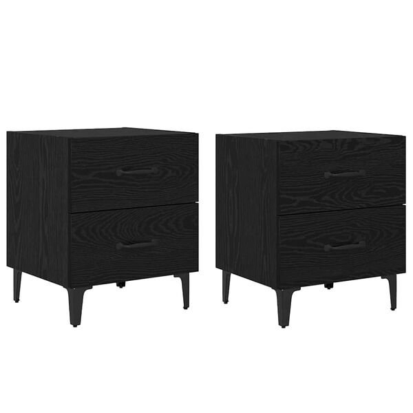 vidaXL Bed Cabinet 2 pcs Black Oak 40 x 35 x 47.5 cm Engineered Wood