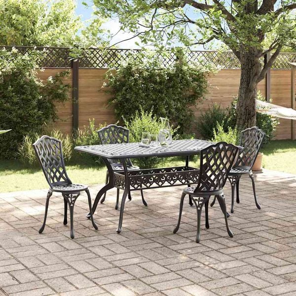 vidaXL Garden Dining Set 5 pcs Black Aluminium