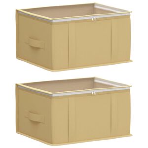 vidaXL Storage Box with Transparent Top Window 2 pcs Cream