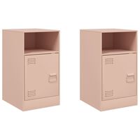 vidaXL Bedside Cabinets 2pcs Pink 34.5x39x62 cm Steel