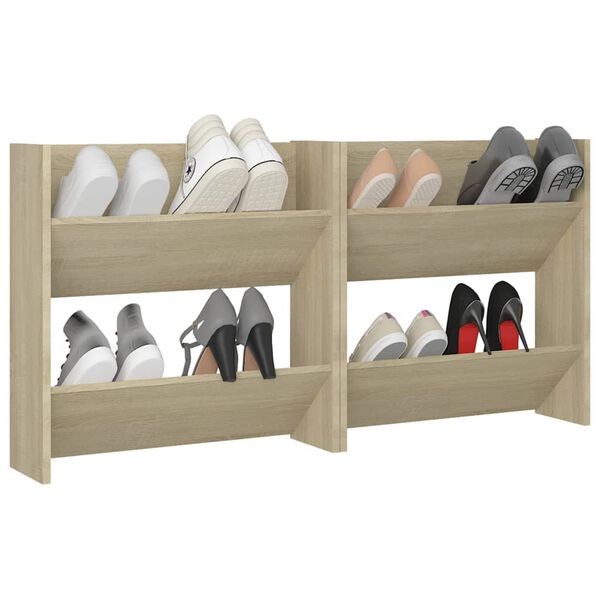 vidaXL Wall Shoe Cabinets 2 pcs Sonoma Oak 60x18x60cm Engineered Wood
