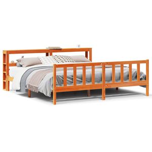 vidaXL Bed Frame with Headboard without Mattress Wax Brown 200x200 cm