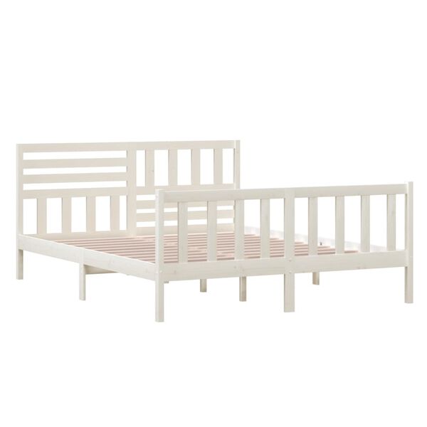 vidaXL Bed Frame without Mattress White Solid Wood 160x200 cm (810093+814155)