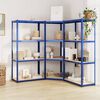 vidaXL 4-Layer Shelves 3 pcs Blue Steel&Engineered Wood