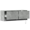 vidaXL TV Wall Cabinet with LED Lights Concrete Grey 100x31x35 cm