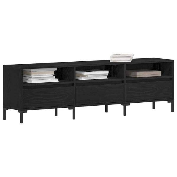 vidaXL TV Cabinet Black Oak 150 x 30 x 44.5 cm Engineered Wood