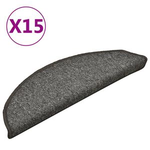 vidaXL Stair Mats 15 pcs 56x17x3 cm Dark Grey Half Round