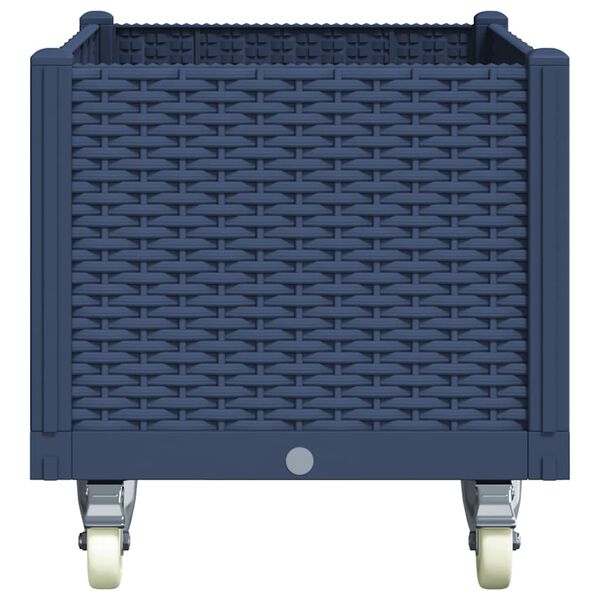 vidaXL Garden Planter with Wheels Blue Grey 80x50x54 cm PP