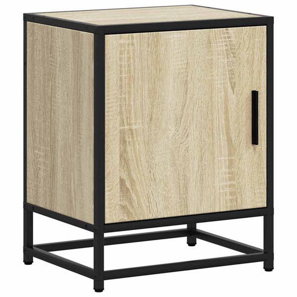 vidaXL Bedside Cabinet Sonoma Oak 40x31x50 cm Engineered Wood and Metal