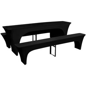 3 Slipcovers for Beer Table and Benches Stretch Black 220 x 50 x 80 cm
