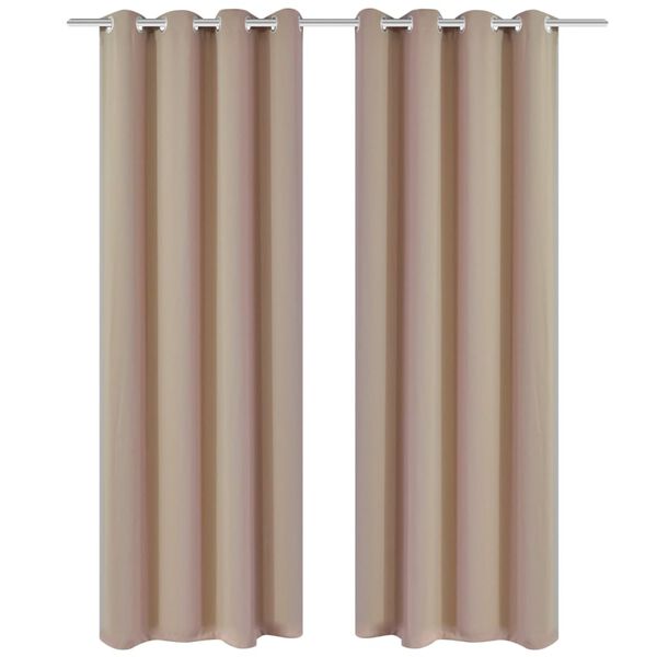 2 pcs Cream Blackout Curtains with Metal Rings 135 x 245 cm