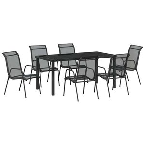 vidaXL Garden Dining Set 7 pcs Black Textilene and steel