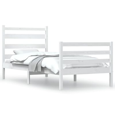 vidaXL Bed Frame Solid Wood Pine 90x200 cm White