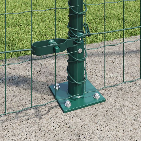 vidaXL Fence with Post Green 1.5 x 10 m Steel and PVC