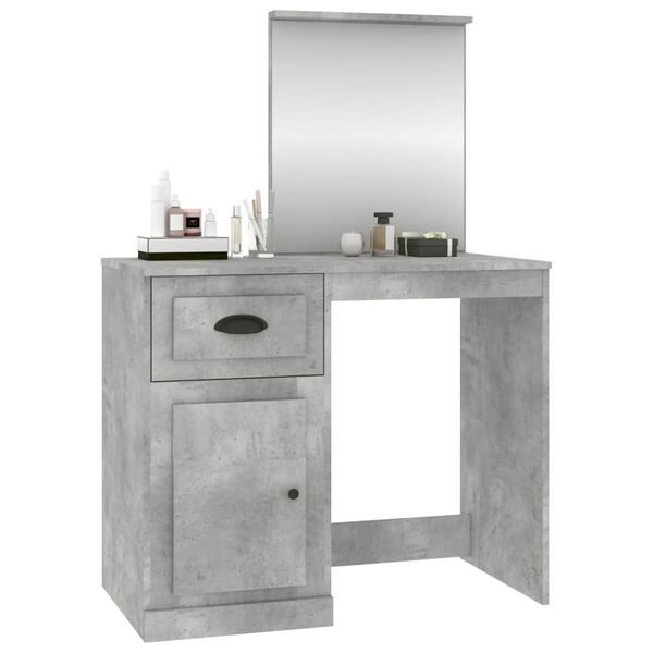 vidaXL Dressing Table with Mirror Concrete Grey 90x50x132.5 cm Engineered Wood