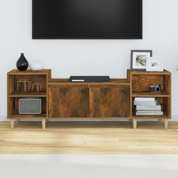 vidaXL TV Cabinet Smoked Oak 160x35x55 cm Engineered Wood