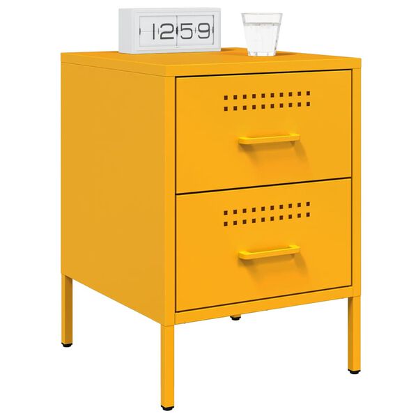 vidaXL Bedside Cabinet Mustard Yellow 36x39x50.5 cm Steel