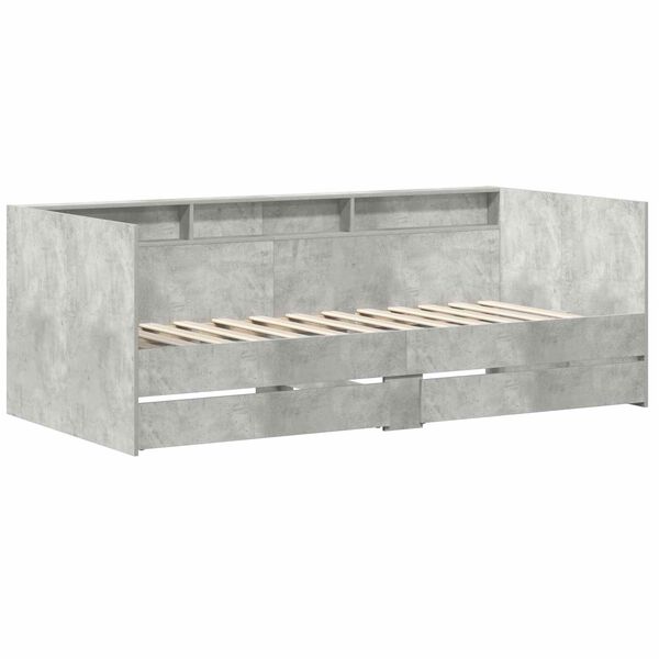 vidaXL Day Bed with Drawer Grey 90 x 200 cm Engineered Wood