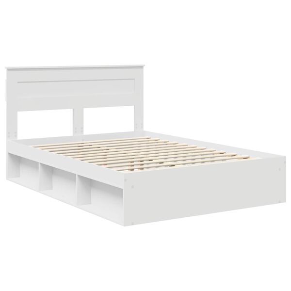 vidaXL Bed Frame with Headboard White 140 x 200 cm Solid Pine Wood