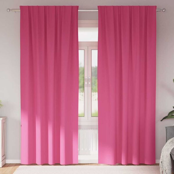vidaXL Blackout Curtains with Rings 2 pcs Bright Pink 245 x 140 cm
