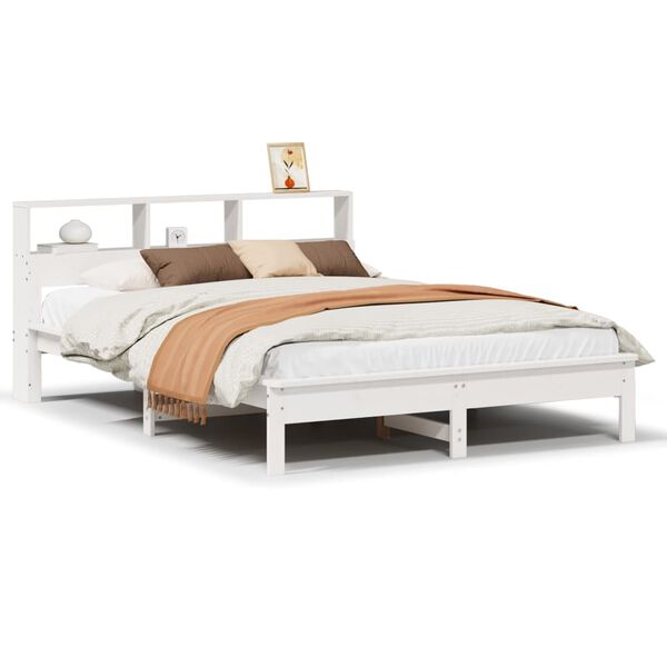 vidaXL Bed Frame without Mattress White 140x190 cm Solid Wood Pine