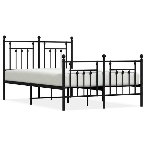 vidaXL Metal Bed Frame without Mattress with Footboard Black 120x190cm