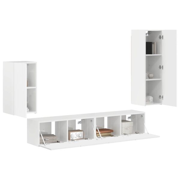 vidaXL TV Cabinet Set 4 pcs High Gloss White Engineered Wood