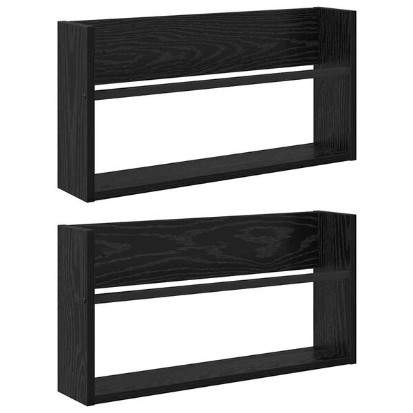 vidaXL Magazine Rack 2 pcs Black Oak 60 x 12 x 30 cm Engineered Wood