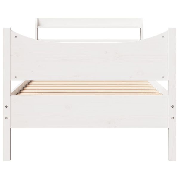 vidaXL Bed Frame with Headboard White 90x200 cm Solid Wood Pine