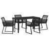 vidaXL Garden Dining Set 5 pcs Black Powder-Coated Steel