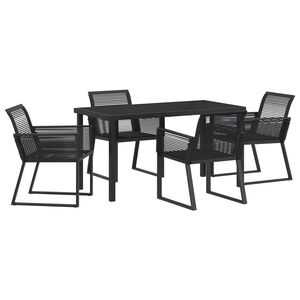 vidaXL Garden Dining Set 5 pcs Black Powder-Coated Steel