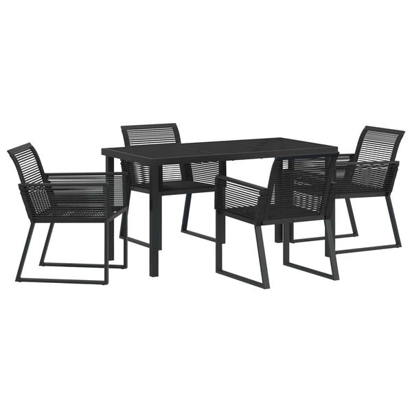 vidaXL Garden Dining Set 5 pcs Black Powder-Coated Steel