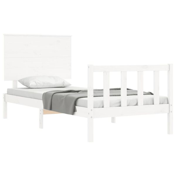 vidaXL Bed Frame without Mattress White Single Solid Wood Pine