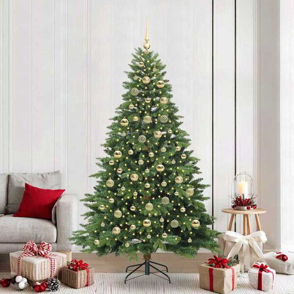 vidaXL Artificial Christmas Tree with 300 LEDs Green 210 cm PE and PVC