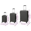 vidaXL Suitcase with Lock 3 pcs Dark Grey 50 x 31 x 78 cm ABS Plastic