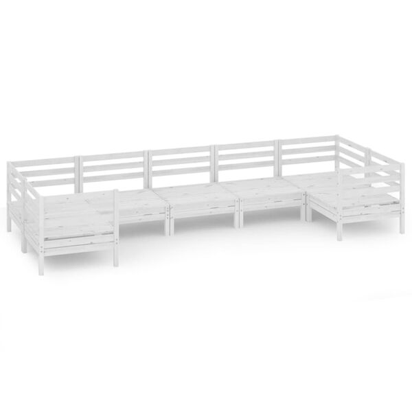 vidaXL 7 Piece Garden Lounge Set White Solid Wood Pine