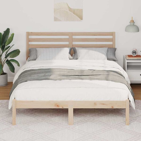 vidaXL Bed Frame with Headboard Brown 120 x 200 cm Solid Pine Wood