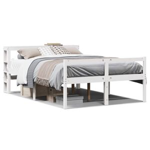 vidaXL Senior Bed with Headboard without Mattress White 135x190 cm Double