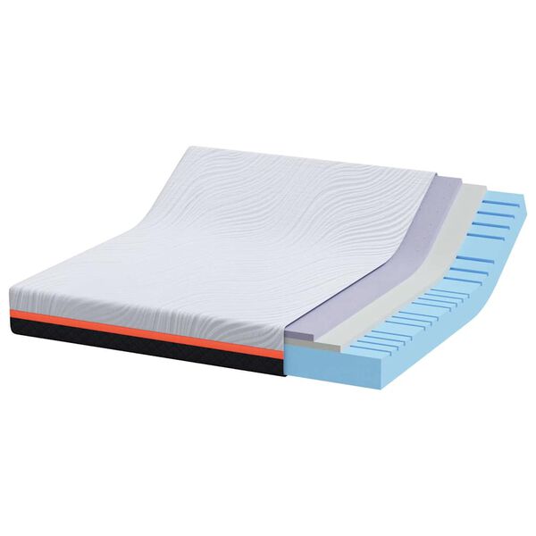 vidaXL Mattress White and Grey 200 x 200 cm Memory Foam