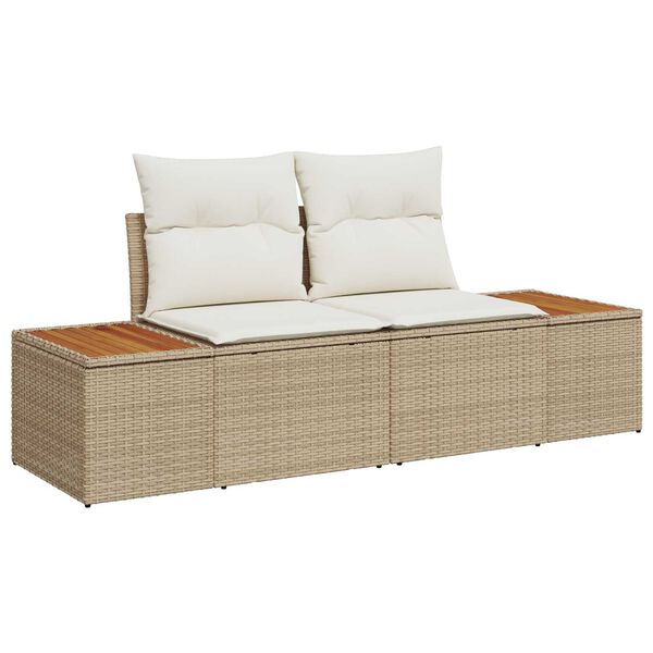 vidaXL Garden Sofa Beige 184 x 62 x 85cm Poly Rattan