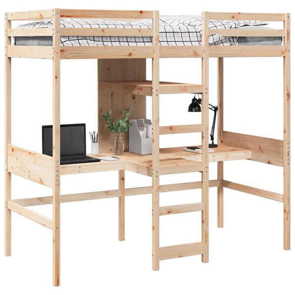 vidaXL Loft Bed Frame without Mattress 80x200cm Solid Wood Pine