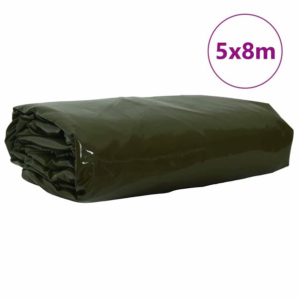 vidaXL Tarpaulin 650g / m&sup2; Olive Green 5 x 8 m Canvas with PVC Coating