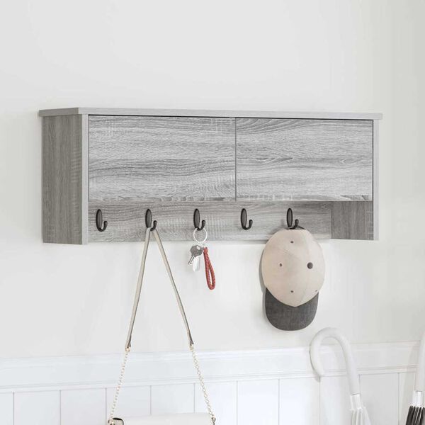vidaXL Wall-Mounted Coat Rack with Shelf Grey Sonoma 80 x 20 x 30 cm