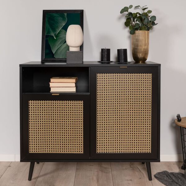 Finori Chest Vienna 01A Black and Rattan Print