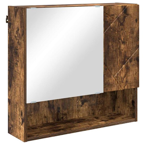 vidaXL Mirror Cabinet Smoked Oak 59 x 17 x 55 cm Engineered Wood