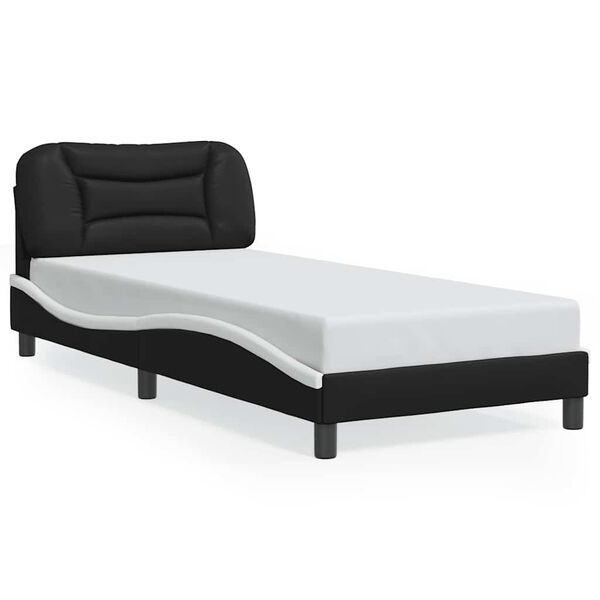 vidaXL Bed Frame without Mattress "Hvar" Black and White 90x190 cm Single Faux Leather