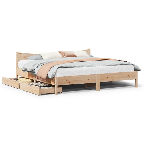 vidaXL Bed Frame with Drawers 200x200 cm Solid Wood Pine