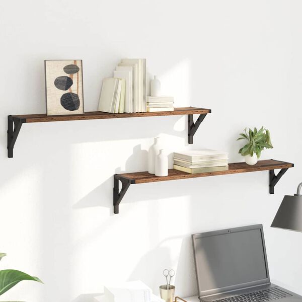 vidaXL Wall Shelves 2 pcs Old Wood 80 x 15 x 15.5 cm Engineered Wood