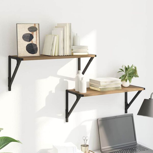 vidaXL Wall Shelves with Shelf 2 pcs Artisan Oak 60 x 25 x 25.5 cm