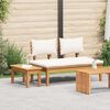 vidaXL Garden Bench 2 pcs Cream and Brown Solid Teak wood